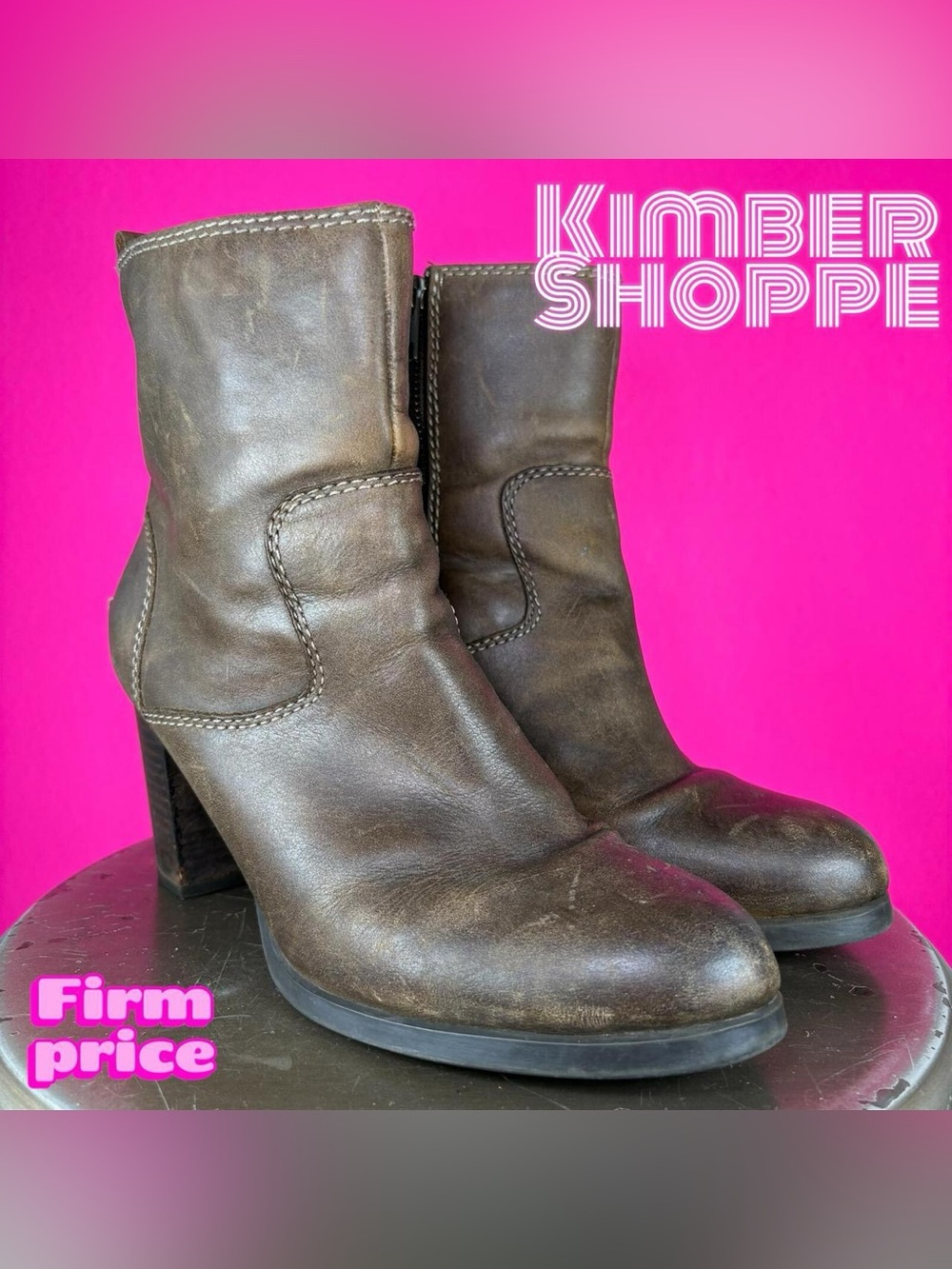 Sperry Top Sider Dasher Grace Brown Leather Stacked Heel Ankle Boot US 8.5 UK 6
